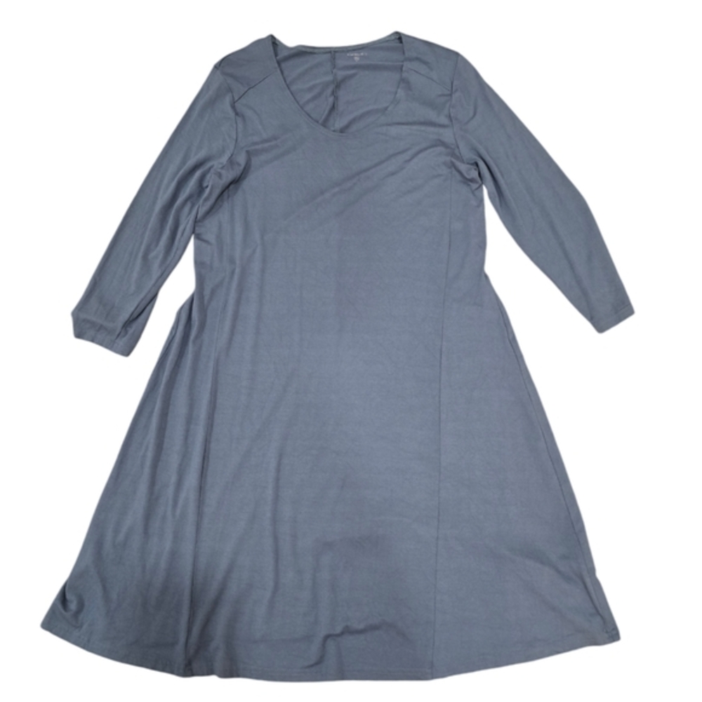 Garnet Hill Women's Gray Knit A-Line Midi‎ Dress Long Sleeve Casual